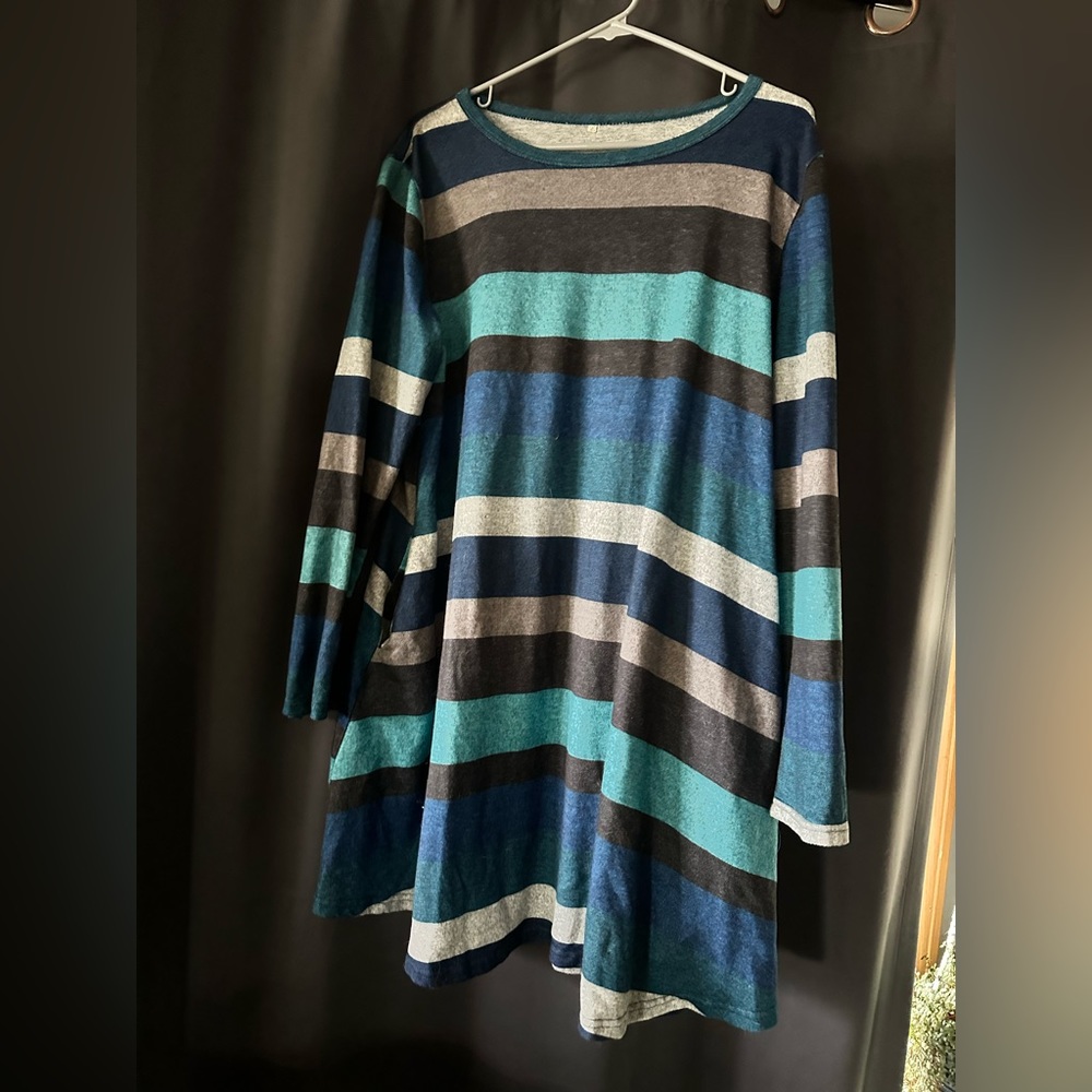 XXL striped sweater dress with pockets